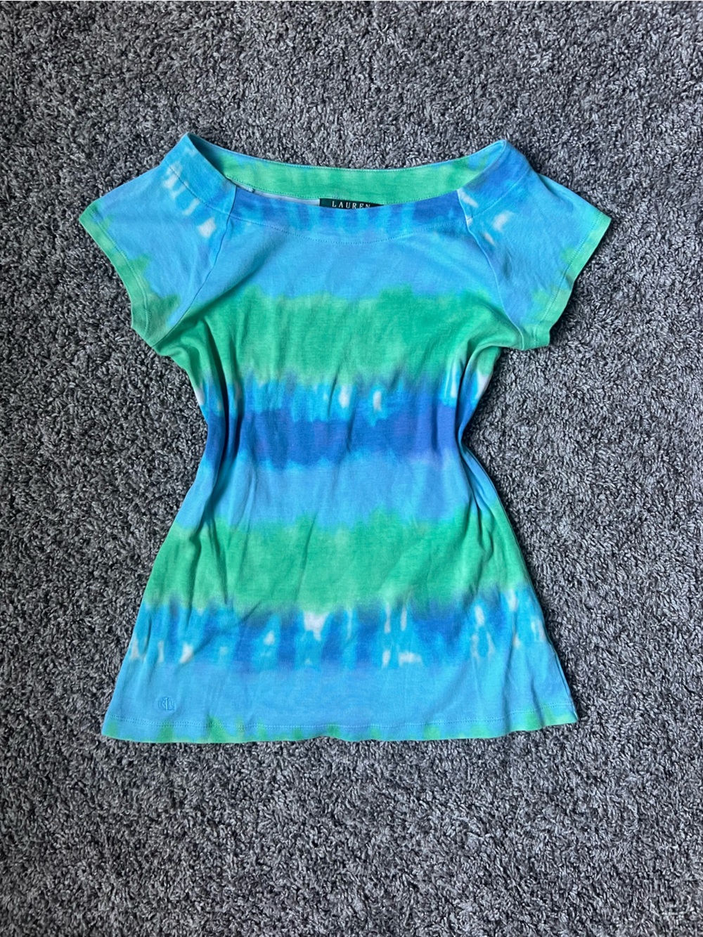 Ralph Lauren Short Sleeve Tie-Dye Tee in Blue & Green